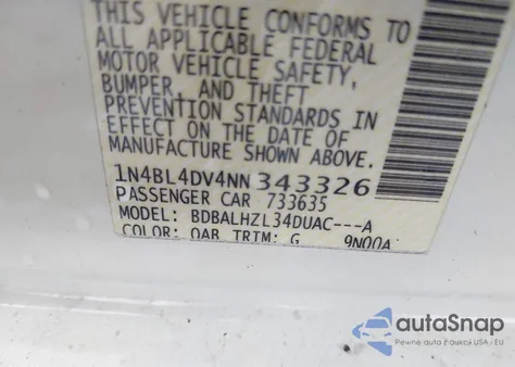 2022 Nissan Altima Sv Fwd from USA, damaged, VIN 1N4BL4DV4NN343326